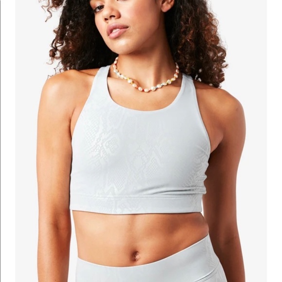 TEREZ DOVE GRAY SNAKESKIN FOIL SPORTSBRA - Picture 2 of 5